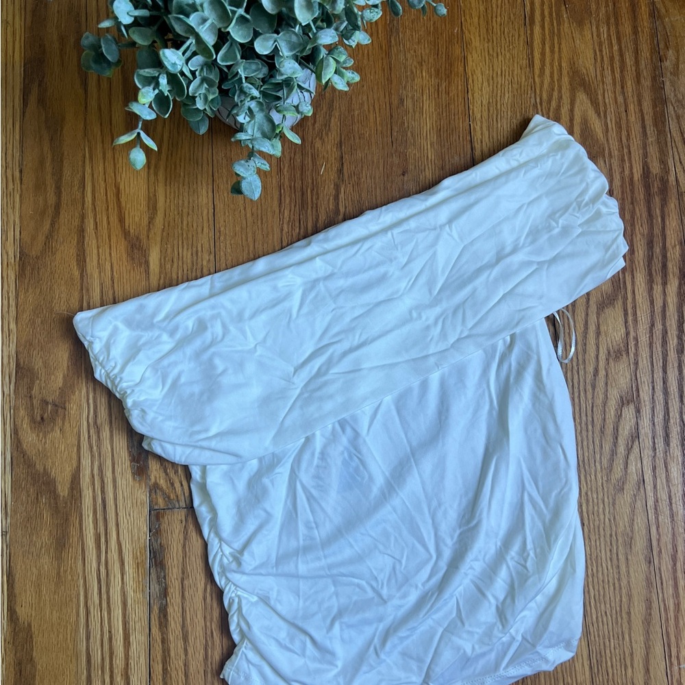 White Off-Shoulder asymmetrical Top